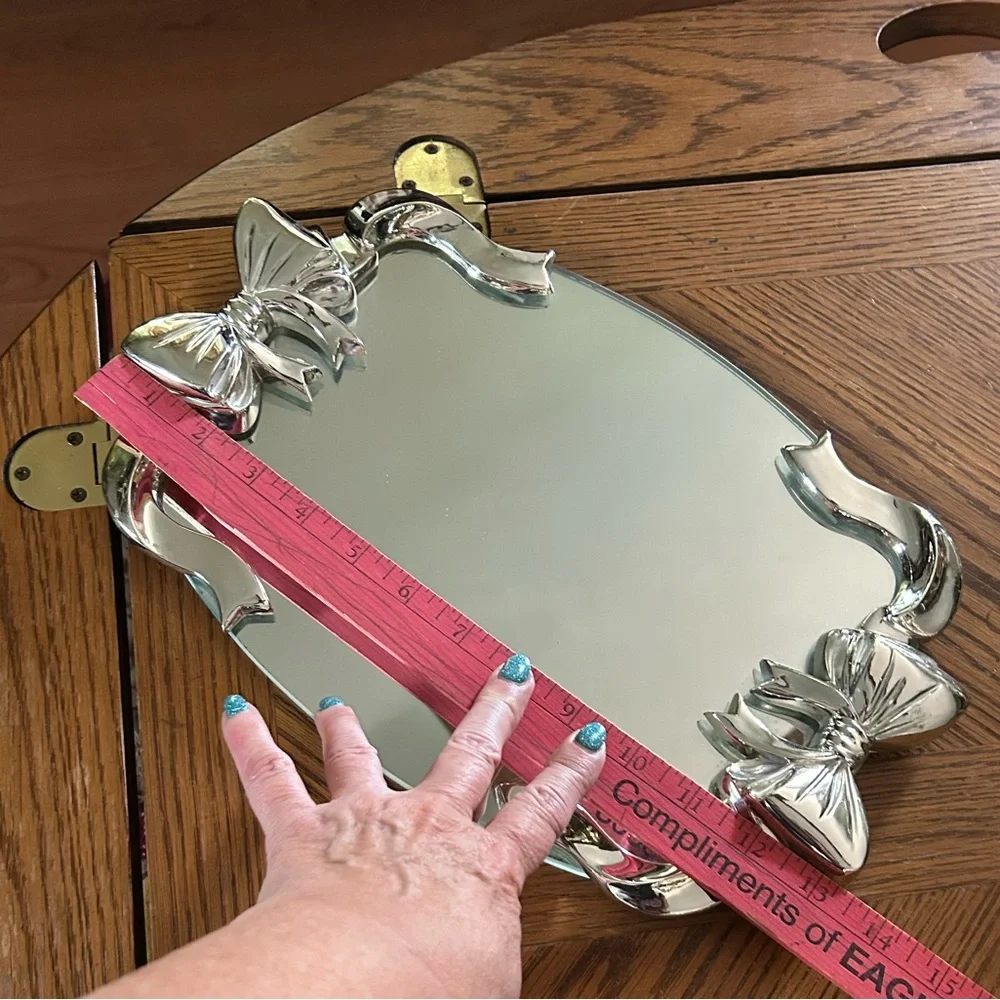 Vintage Silver Bow Vanity Mirror